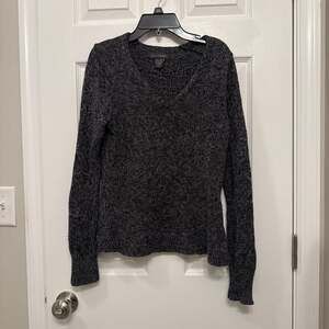 Banana Republic Silk and Wool Blend Marled V-Neck Knit Sweater